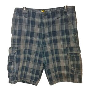 Men's Lee Gray and Blue Cargo Shorts Casual Style, Size 34
